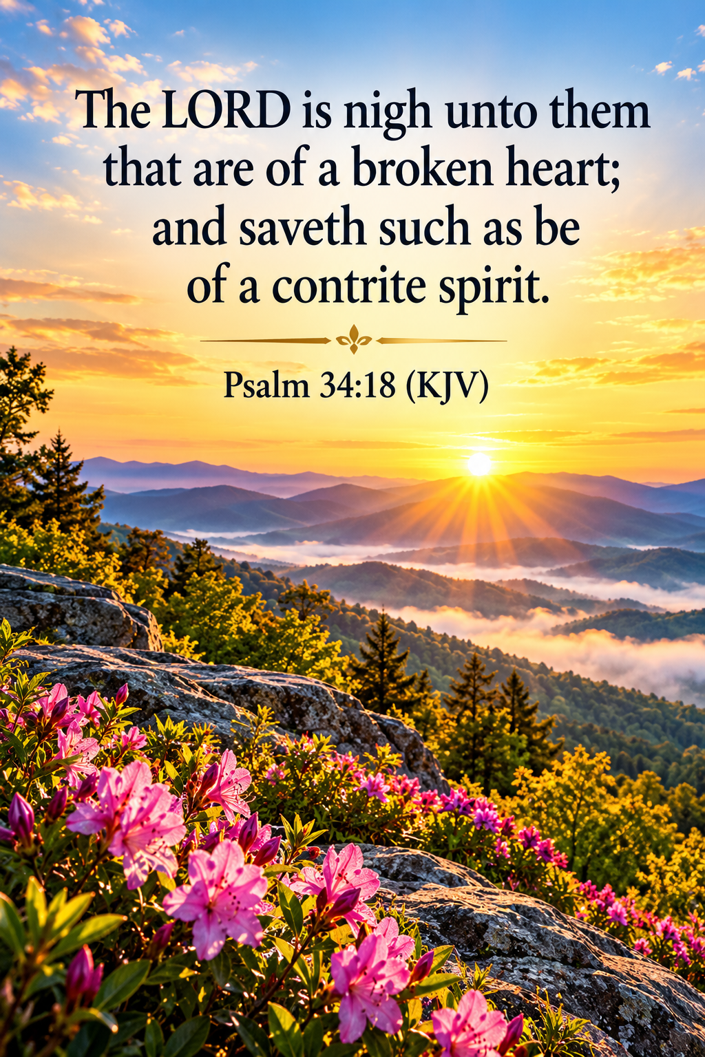 Psalm 34:18 KJV — God is near to the brokenhearted