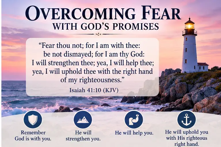 Isaiah 41:10 KJV infographic about courage and God’s presence