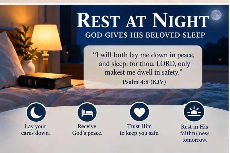 Psalm 4:8 KJV infographic about rest and trust