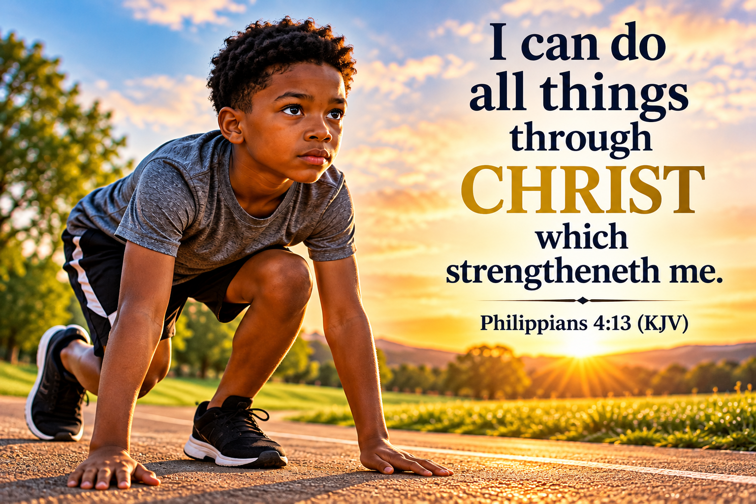 Teenage boy running — Philippians 4:13 KJV